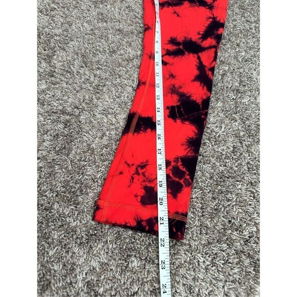 Lululemon Wunder Train High-Rise Crop 23" Wash Tie Dye Carnation Red Black 4 - Picture 7 of 9